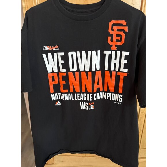 San Francisco Giants 2014 National League Champions Majestic T-Shirt XL 22 x 29” - Picture 2 of 5